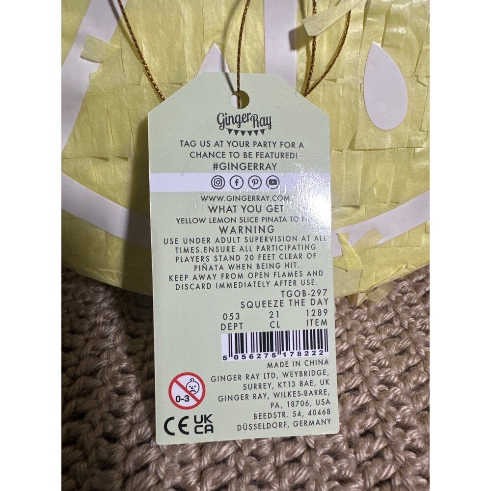 Ginger Ray Yellow Lemon Wedge Slice Pinata To Fill Candy Party Decoration 3 Pack - Picture 5 of 7